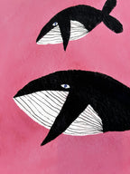 Whale Family on Pink Print
