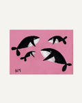 Whale Family on Pink Print
