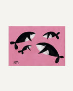 Whale Family on Pink Print