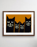 Black Cat Family Print